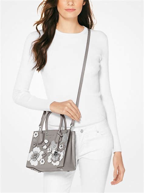 michael kors mercersburg embellished flowers|Mercer Floral Embellished Pebbled Leather Crossbody Bag.